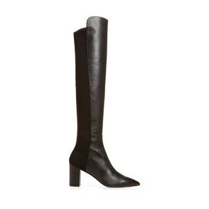 Stuart Weitzman Linsi Leather Pointed Toe Heeled Over the Knee Boots